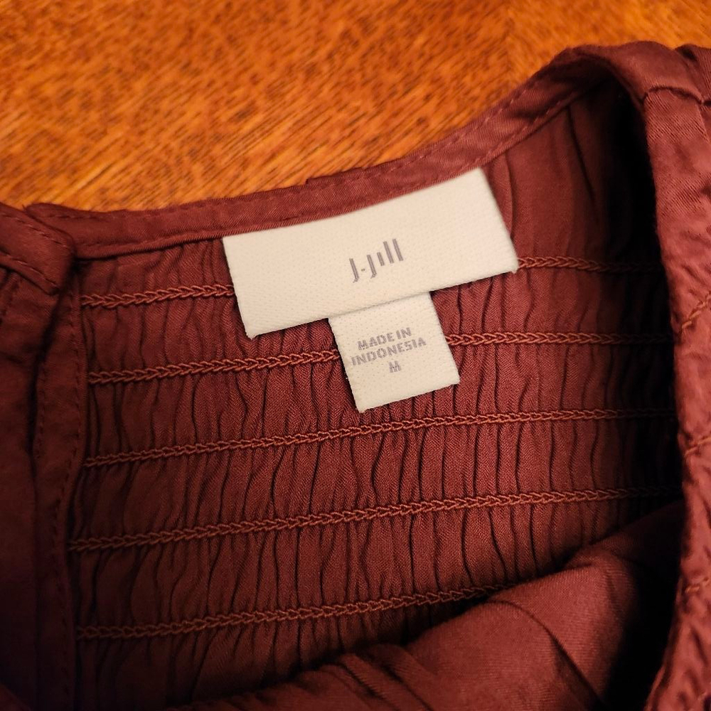 Women's J.Jill Burgundy Long Sleeve Blouse M A2 - Picture 2 of 6